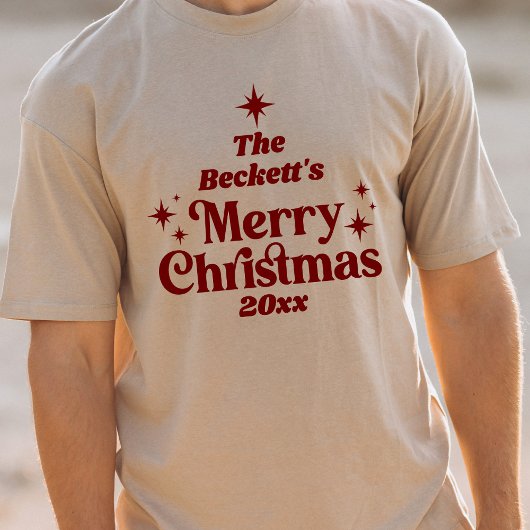 Retro Groovy Frohe Weihnachtsfamilie T-Shirt