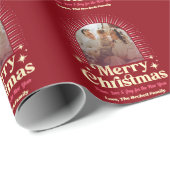 Retro Groovy Frohe Weihnachtsfeiertage Foto Geschenkpapier (Rolleneckpunkt)