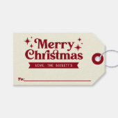 Retro Groovy Frohe Weihnachtsferien Geschenkanhänger (Vorderseite (Horizontal))