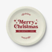 Retro Groovy Frohe Weihnachtsferien Pappteller (Vorderseite)