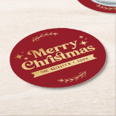 Retro Groovy Frohe Weihnachtsferien Runder Pappuntersetzer (Angewinkelt)