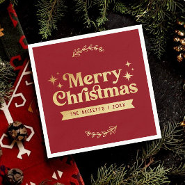 Retro Groovy Frohe Weihnachtsferien Serviette