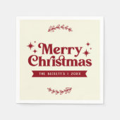 Retro Groovy Frohe Weihnachtsferien Serviette (Vorderseite)