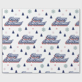 Retro Groovy Frohe Weihnachtstypografie 70 Geschenkpapier (Flach)