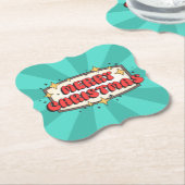 Retro Groovy fröhlicher Weihnachtstext Untersetzer (angewinkelt)