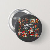 Retro Groovy Frory Christmas Vibes Ugly Button (Vorne & Hinten)