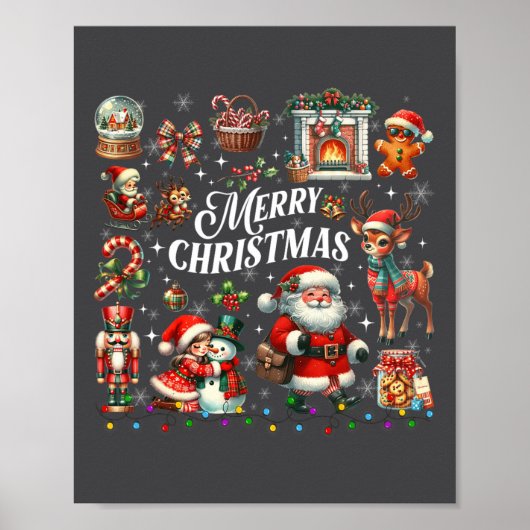 Retro Groovy Frory Christmas Vibes Ugly Poster (Vorne)