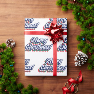Retro Groovy Frory Weihnachtstypografie 60er 70er Geschenkpapier