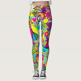 Retro Groovy FUN 60er Jahre Liebe Colorful Funky Leggings
