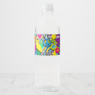 Retro Groovy FUN 60er Jahre Liebes-Geburtstagsfeie Wasserflaschenetikett