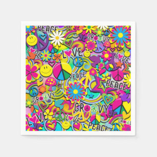 Retro Groovy FUN 60er Jahre Sixties Liebes Geburts Serviette