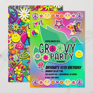 Retro Groovy FUN 60er Liebe Geburtstagsparty Einladung
