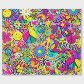 Retro Groovy FUN 60er Liebe Geburtstagsparty Geschenkpapier (Flach)