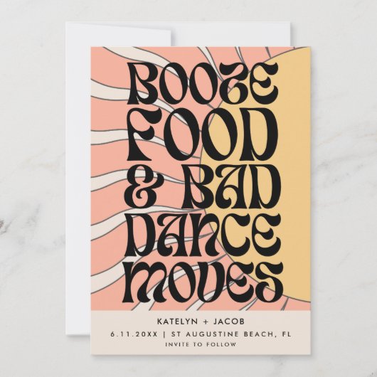 Retro Groovy Funny Foto Wedding Save The Date (Vorderseite)