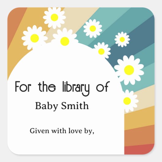 Retro Groovy - Für die Bibliothek Quadratischer Aufkleber (Vorderseite)