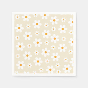 Retro-Groovy-Gänseblümchen-Tan-Birthday-Papiertell Serviette