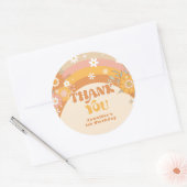 Retro Groovy Geburtstag Danke Runder Aufkleber (Umschlag)