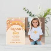 Retro Groovy Geburtstag Foto Dankeschön Karte (Stehend Vorderseite)