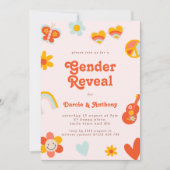 Retro Groovy Gender Offenlegung Einladung (Vorderseite)