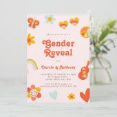 Retro Groovy Gender Offenlegung Einladung (Stehend Vorderseite)