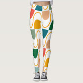 Retro Groovy Geometric Orange Fun Leggings (Vorderseite)