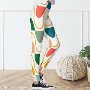 Retro Groovy Geometric Orange Fun Leggings