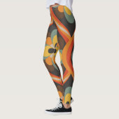 Retro Groovy Geometric Orange Leggings (Links)