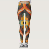 Retro Groovy Geometric Orange Leggings (Vorderseite)