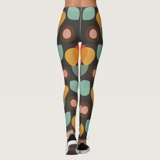Retro Groovy Geometric Orange Leggings (Rückseite)