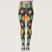Retro Groovy Geometric Orange Leggings (Vorderseite)
