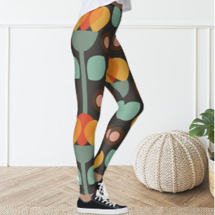 Retro Groovy Geometric Orange Leggings