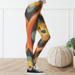 Retro Groovy Geometric Orange Leggings<br><div class="desc">Leggings schmückten das Retro-Muster.</div>