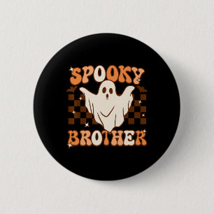 Retro Groovy Ghost Spooky Brother Costume Matching Button