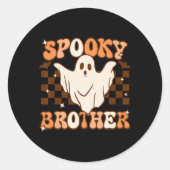 Retro Groovy Ghost Spooky Brother Costume Matching Runder Aufkleber (Vorderseite)