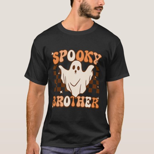 Retro Groovy Ghost Spooky Brother Costume Matching T-Shirt (Vorderseite)