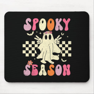 Retro Groovy Ghost Spooky Season Ghost Boo Hallowe Mousepad