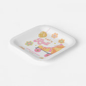 Retro Groovy Girl Roller Skaten Birthday Party Pappteller (Gewinkelt)