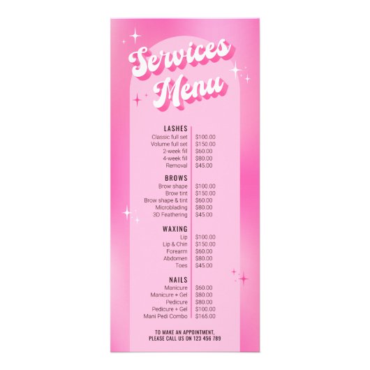 Retro Groovy Girly Pink Salon Nails Wellness-Cente Werbekarte (Vorne)