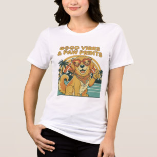 Retro Groovy Golden Retriever Hund Frieden & Liebe Tri-Blend Shirt
