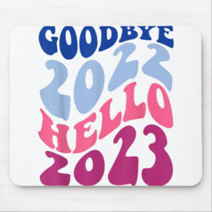 Retro Groovy Goodbye 2022 Hallo 2023 Neujahr Mousepad