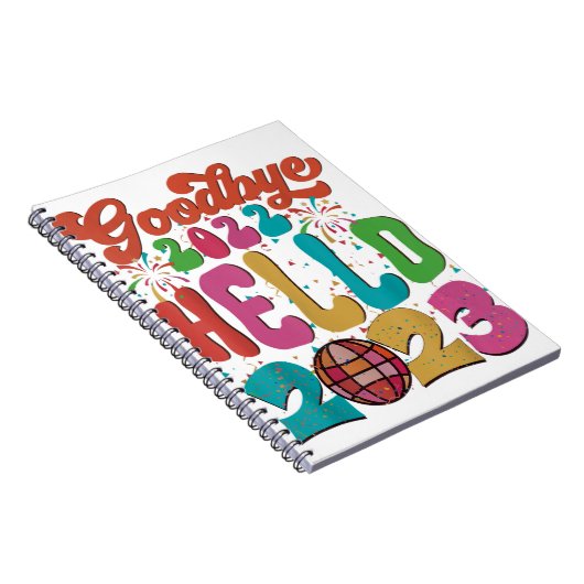Retro Groovy Goodbye 2022 Hallo 2023 Neujahr Notizblock (Rechte Seite)