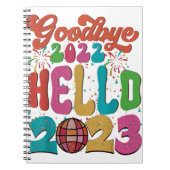 Retro Groovy Goodbye 2022 Hallo 2023 Neujahr Notizblock (Vorderseite)