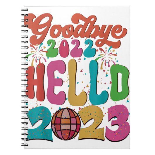 Retro Groovy Goodbye 2022 Hallo 2023 Neujahr Notizblock (Vorderseite)