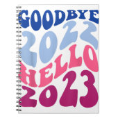 Retro Groovy Goodbye 2022 Hallo 2023 Neujahr Notizblock (Vorderseite)