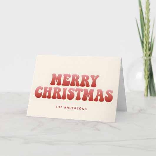 Retro Groovy Gradient Schriftzug Frohe Weihnachten (Vorderseite)