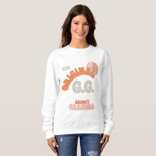 Retro Groovy Grandma Peach & Aqua Sweatshirt (Vorne ganz)