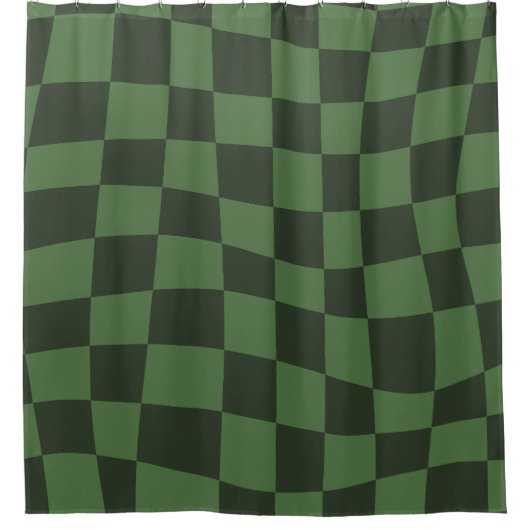 Retro Groovy Grauschachtel Muster Duschvorhang (Vorderseite)