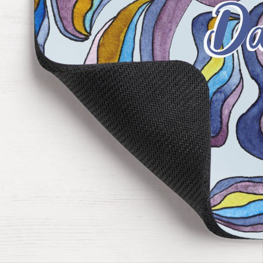 Retro Groovy Green Blue Lila Wavy Script Name Mousepad (Ecke)