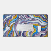 Retro Groovy Green Blue Lila Wavy Script Name Schreibtischunterlage (Tastatur & Maus)