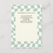 Retro Groovy Green Checkerboard Hochzeit Begleitkarte (Vorderseite)